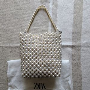 Zara Crossbody Pearl Bag with Silver Chain